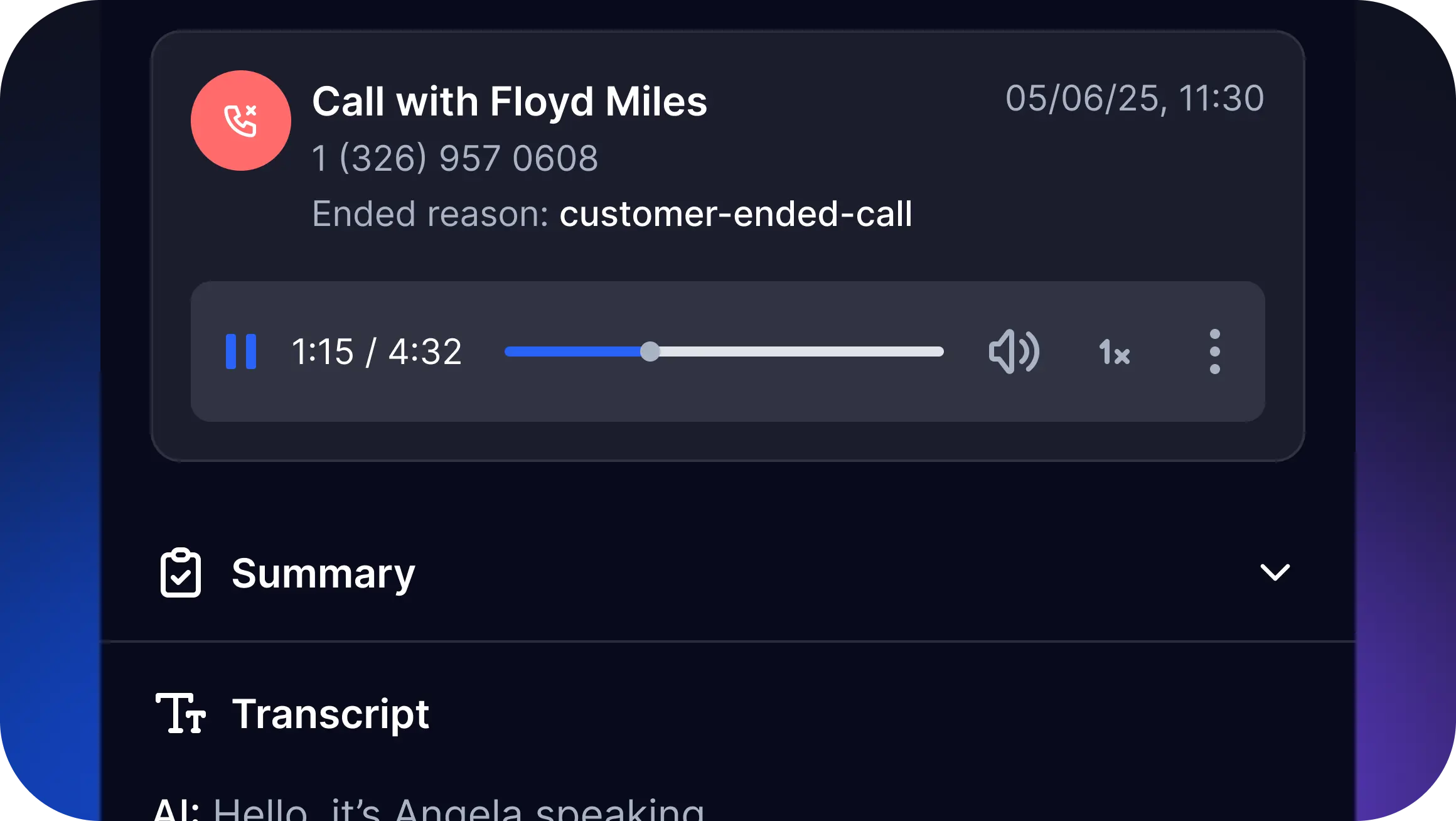 Analyze results - call analysis