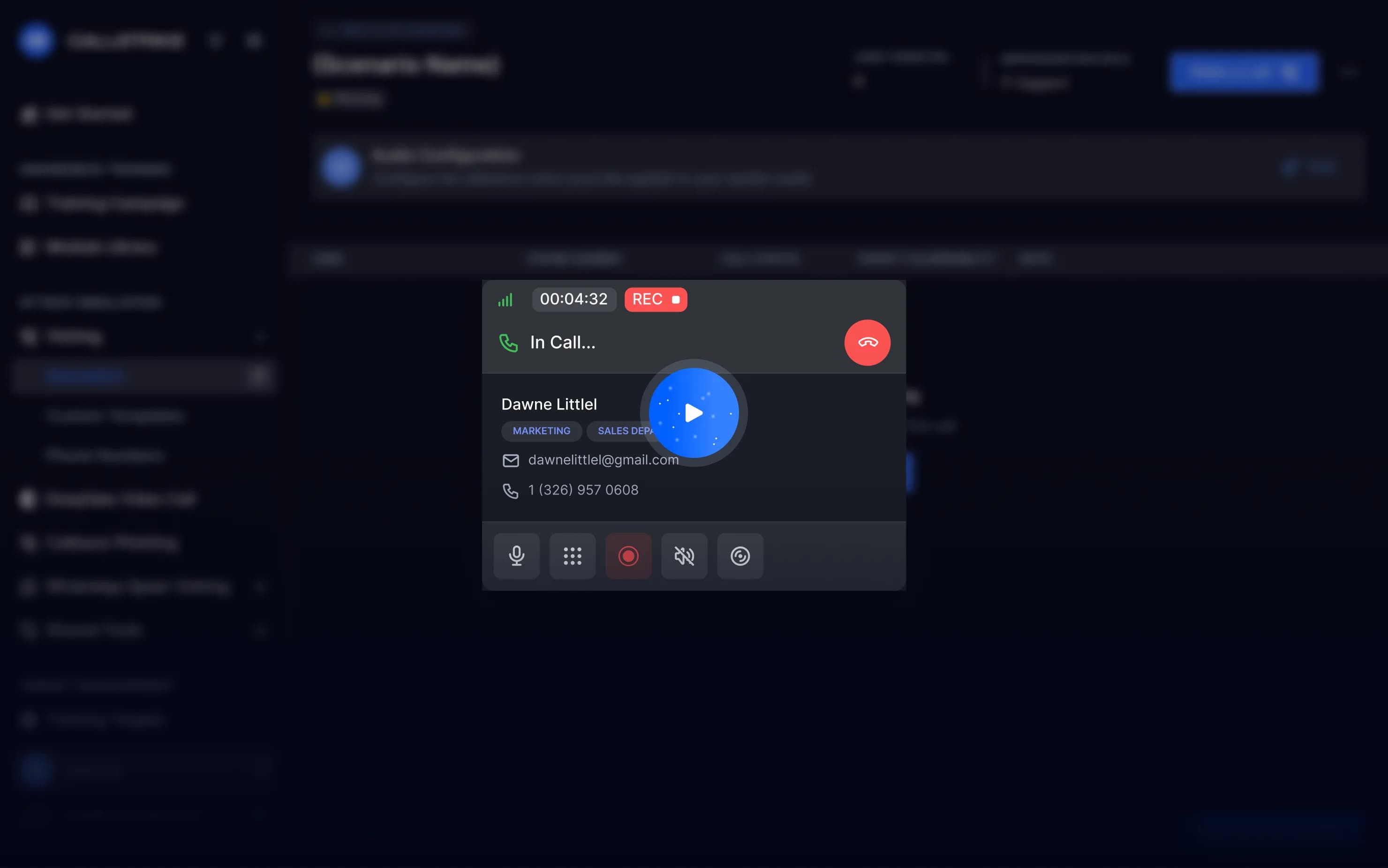 Callstrike Human-in-the-Loop Voice Phishing dashboard